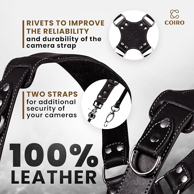 C Coiro Dual Camera Harness Shoulder Leather Camera Strap