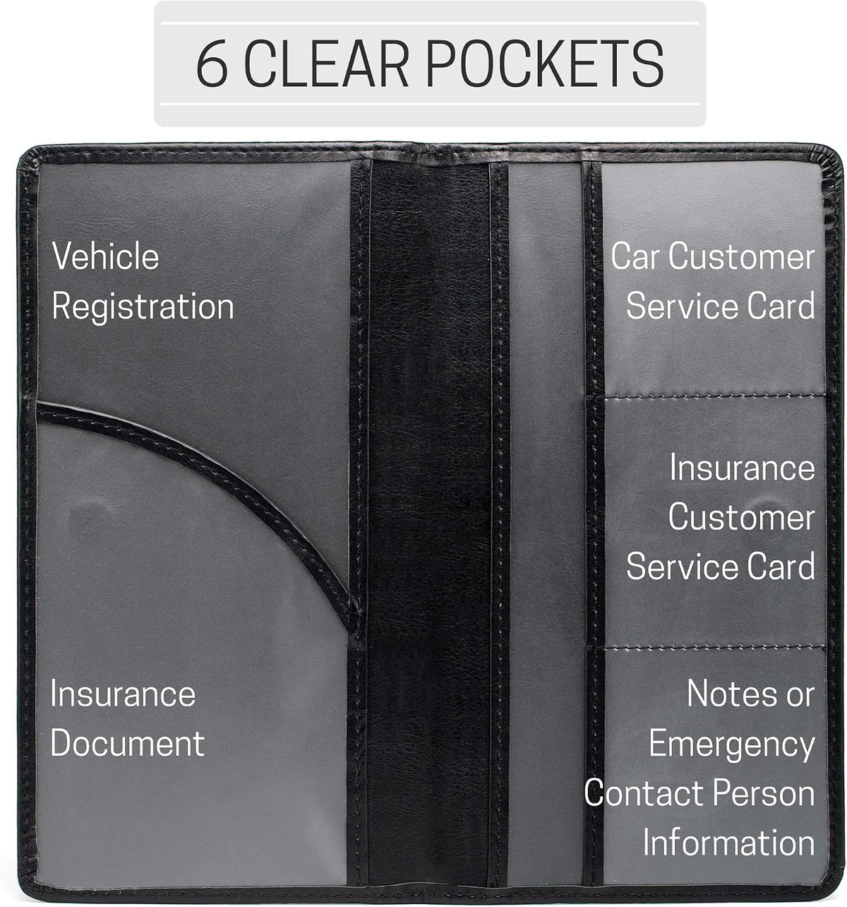 CANOPUS Car Registration and Insurance Holder, PU Leather Card Holder, Vehicle Glove Box Organizer for Auto, SUV, Truck, Black