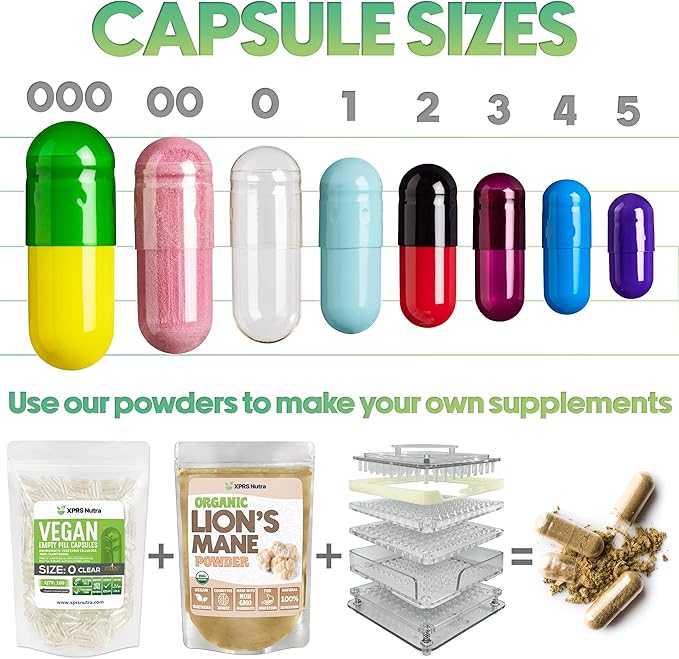 XPRS Nutra Size 1 Empty Capsules - 500 Count Empty Gelatin Capsules - Empty Pill Capsules - DIY Capsule Filling - Pure Bovine Pill Capsules Empty Gel Caps (Clear)