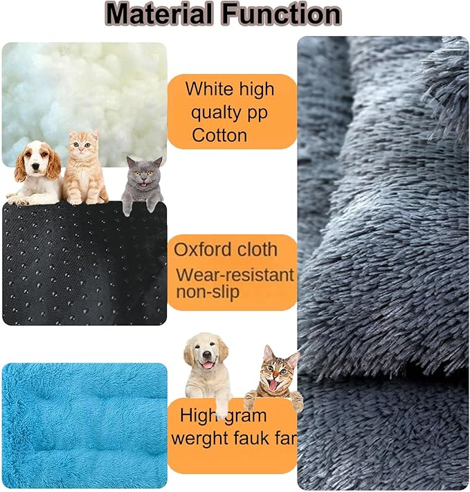 Dog Crate Mat, Dog Bed for Large Dogs, Comfy Fluffy Kennel Pad Anti-Slip for Dog beds & Furniture, Quilted Dog Bed for Pets for Medium/Small Dogs Cats (Color : Blue, Size : 48x33)