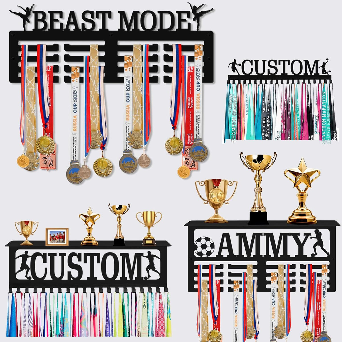 Skiennix Personalized Medal Hanger - Custom Wall Display Rack for Awards & Ribbons | Perfect Gift for Athletes