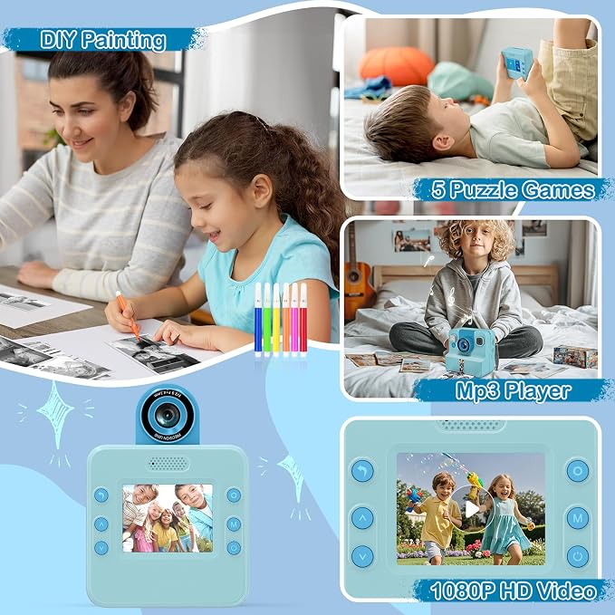 Nreonrick Kids Camera Instant Print, Selfie Toddler Digital Instant Camera