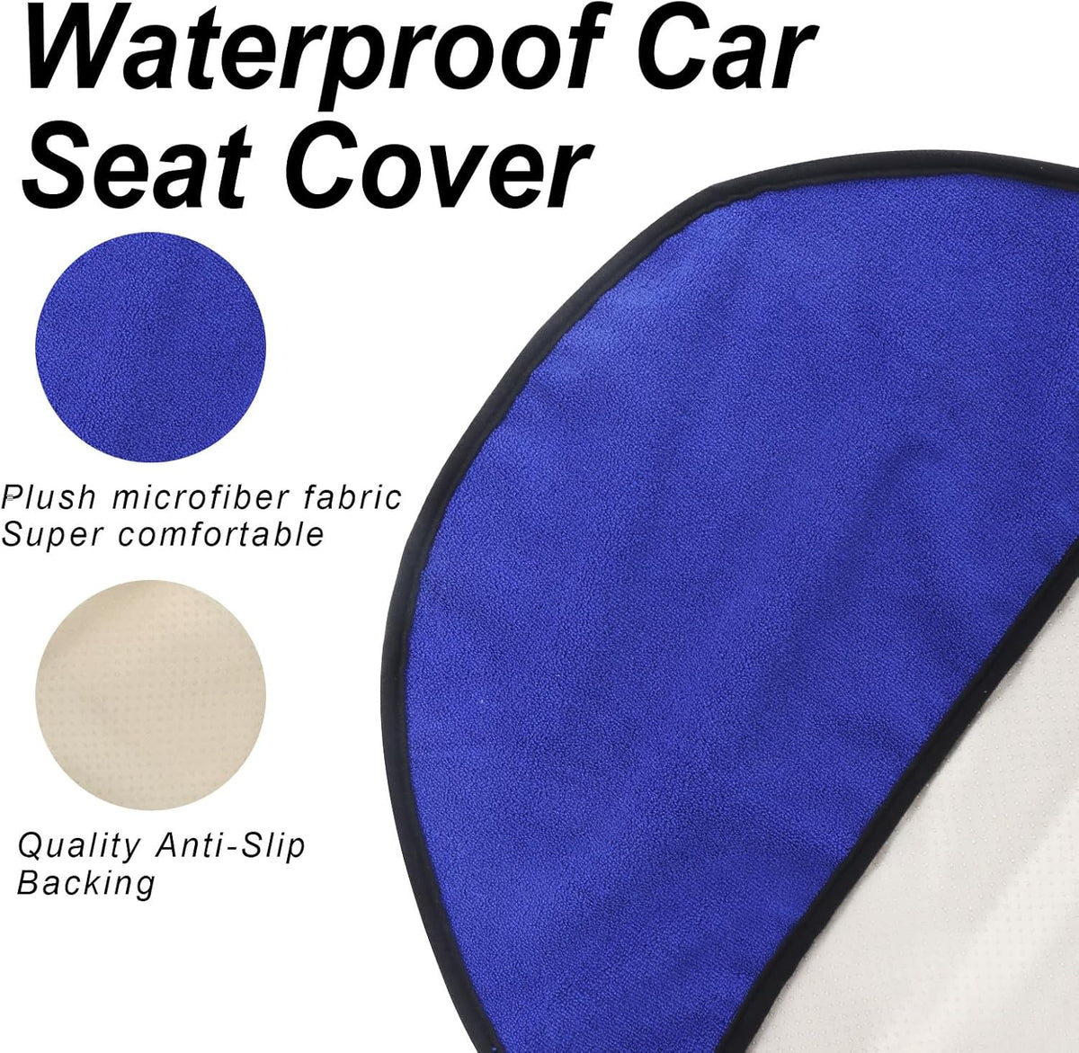 Sweat Towel Car Seat Cover Protector Front Seats for Gym Workout, Running, Swimming, Beach and Hiking, Waterproof Universal Seat Cover for Car, Trucks, Van & SUV (2, Pure Blue, Front)
