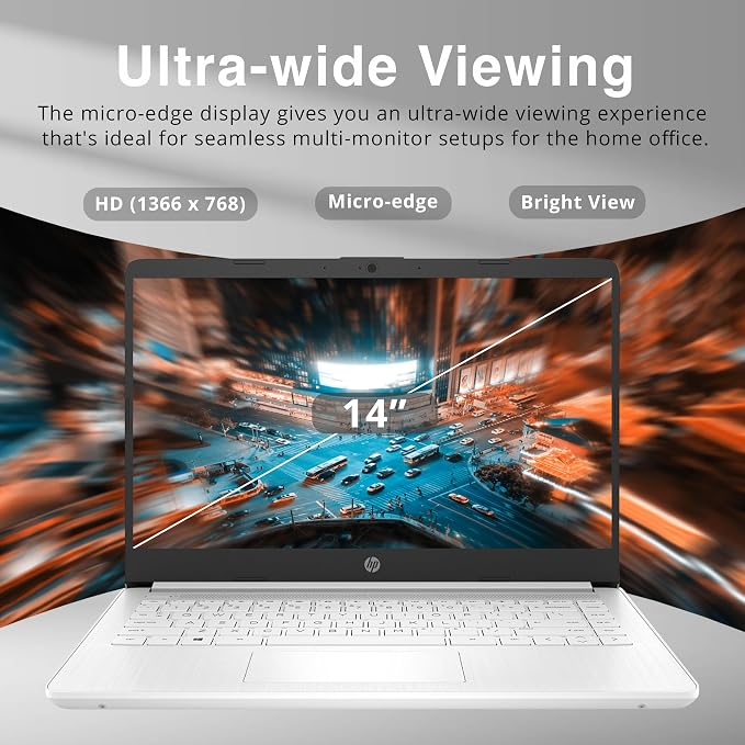 HP Stream 14″ HD Busines Laptops, Intel Celeron Processor, 8GB RAM, 1TB Storage (64GB eMMC + 1TB Docking Station Set), Intel UHD Graphics, 720p Webcam, WiFi, HDMI, Win 11, White