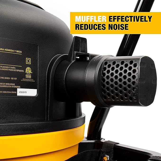 DEWALT DXV16PA 16 Gallon Poly Wet/Dry Vac/Acc, 6.5HP Shop Vacuum Wet/Dry for Jobsite/Workshop, Yellow