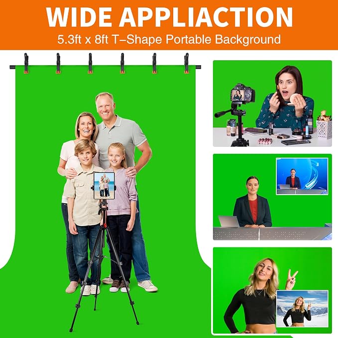 Forlogic Portable T-Shape Backdrop Stand Support Kit 8x7.2ft, Adjustable Photo