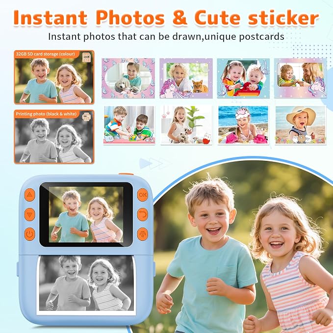Instant Print Camera for Kids, Christmas Birthday Gifts for Girls Boys