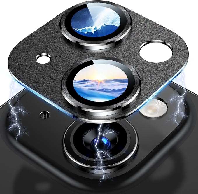 Uyiton for iPhone 15/iPhone 15 Plus Camera Lens Protector, Metal Tempered Glass