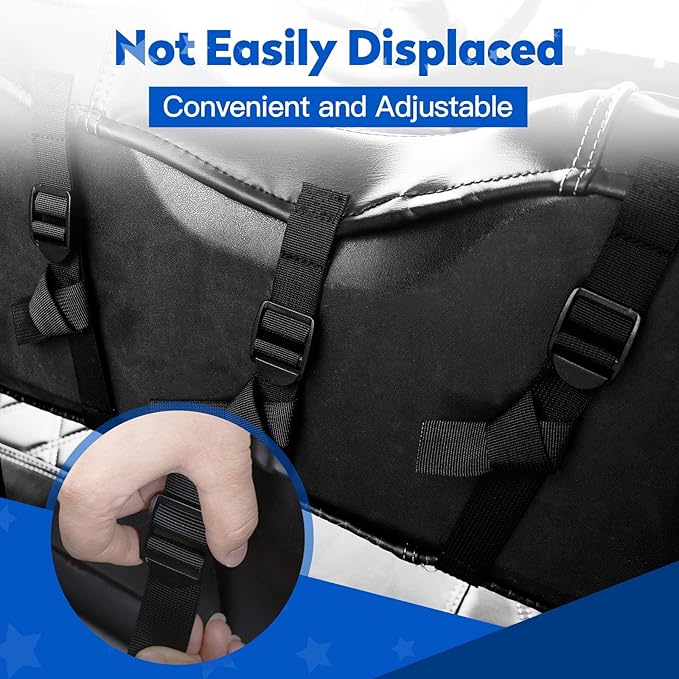 NOKINS 4PCS Golf Cart Seat Covers Kit, Front and Rear Seat Covers Fits Club Car Precedent Standard Seat Cushion, Club Car Vinyl Seat Covers Accessories, No Staples(Black&Black Stitch)