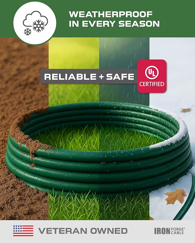 IRON FORGE CABLE 40 Foot Outdoor Extension Cord with 3 Electrical Power Outlets - 16/3 SJTW Durable Cable