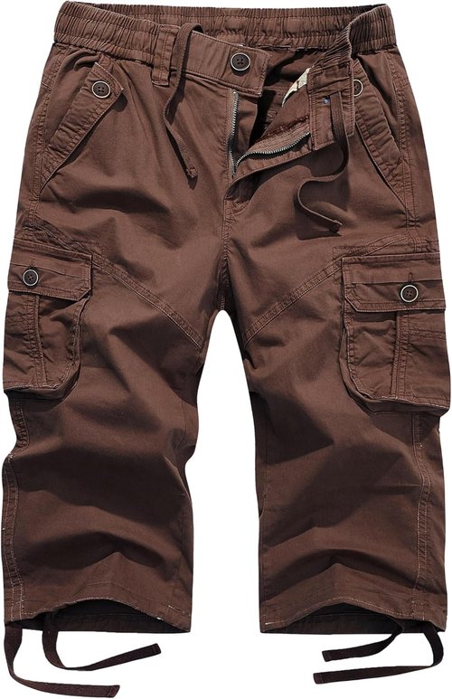 FOURSTEEDS Women's Mid Rise Capri Hiking Shorts - Comfortable Multi-Pocket Design, Elastic Waist