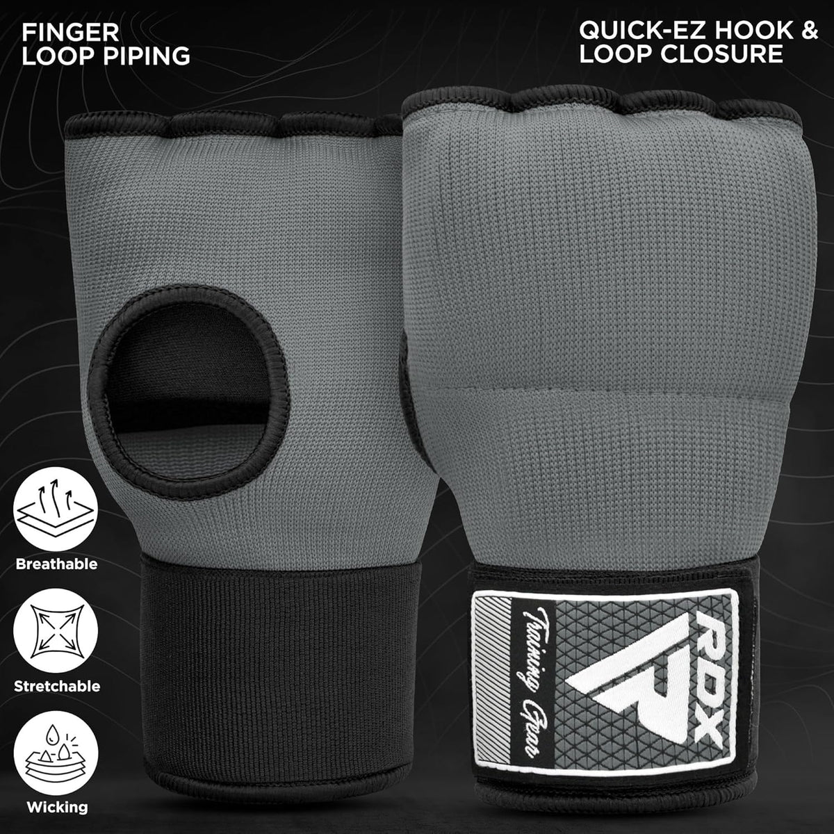 RDX Gel Boxing Hand Wraps - Quick 100cm Long Wrist Straps for Men & Women | Padded Fist Protection for MMA & Muay Thai