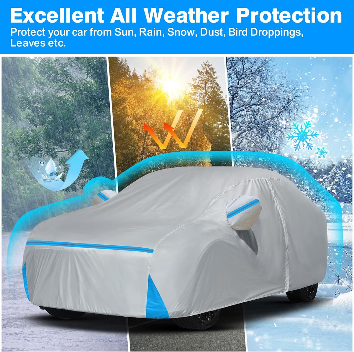 Car Cover for 1984-1996 Corvette C4, Waterproof Custom-fit Sun Rain Dust Snow All Weather Protection Outdoor C4 Full Car Cover with Door Zipper and Cotton Lining-Grey