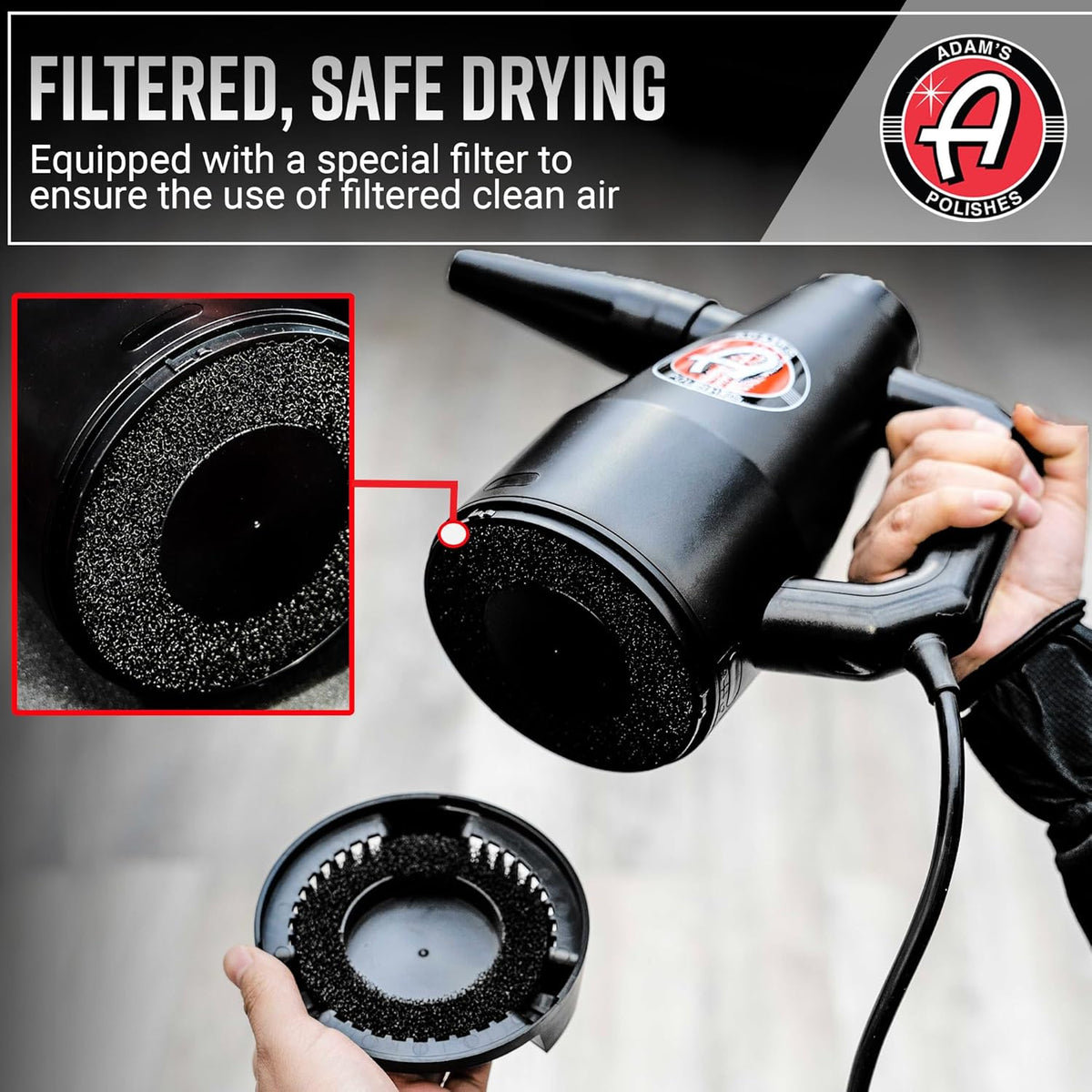 Adam's Polishes Mini Air Cannon - Handheld High Powered Filtered Car Wash Dryer Blower| Dry Before Car Cleaning, Car Detailing, Car Wax, or Ceramic Coating | Auto Tool Kit Gift Boat RV Motorcycle