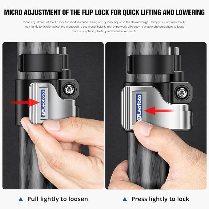 Carbon Fiber Lightweight Camera Monopod, Quick Lock System, MaxLoad 40kg