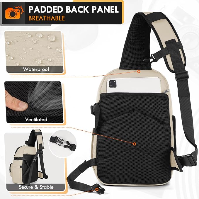 RAINSMORE Camera Bag, DSLR & Mirrorless Camera Sling Bag