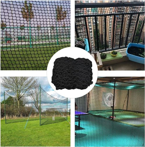 KACQIHTU Safety Net - Knotless Polyester Baseball & Softball Backstop Net for Kids & Pets | Black