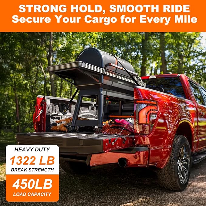 XCBYT Retractable Ratchet Straps for 2015-2024 Ford F-150, 2 Pack Heavy Duty Truck Bed Tie Down Straps, 1" x 10FT Self-Retracting Cargo Straps, 1322LB Break Strength, Easy Install F150 Accessories