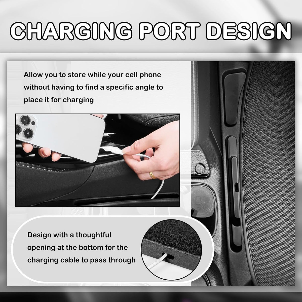 2PCS 2026 Upgraded Car Seat Gap Filler Organizer,Deepened 2-in-1 Car Gap Seat Filler with Storage Slots & Reserved Charging Hole,Universal in Between Cars Seats Catcher