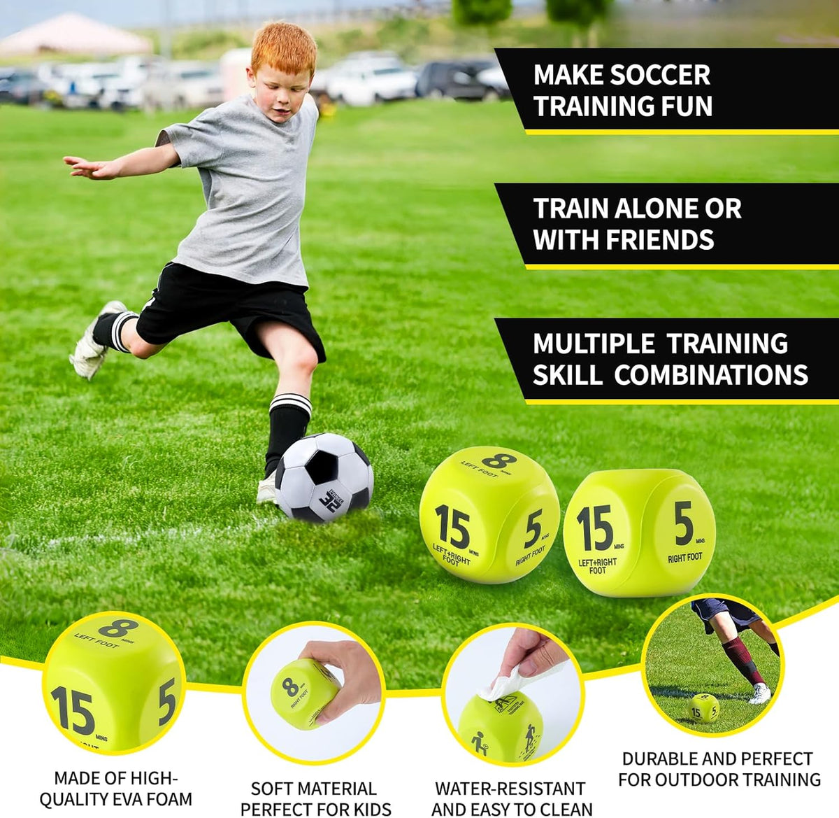 Skiennix Kids Soccer Goals - Portable Foldable Practice Nets with Training Equipment Set for Backyard Fun