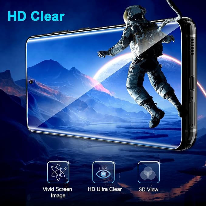 3 Pack Galaxy S21 Ultra Screen Protector, HD Clear Tempered Glass, Fingerprint