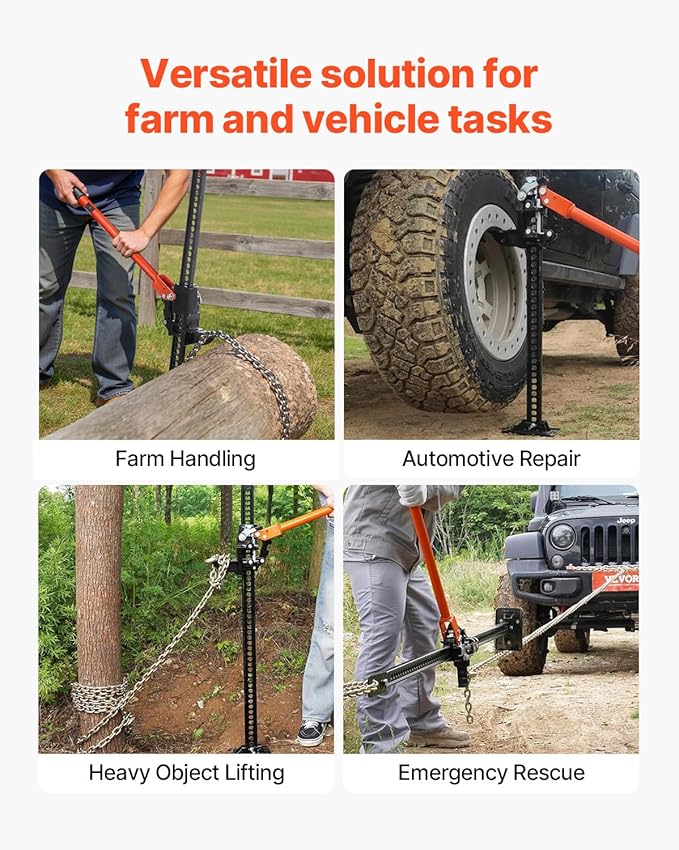 VEVOR Farm Jack 60inch, 7000 lbs Capacity Ratcheting Off Road Jeep Jack for Tractor, Truck, SUV, Bumper Lift, Orange
