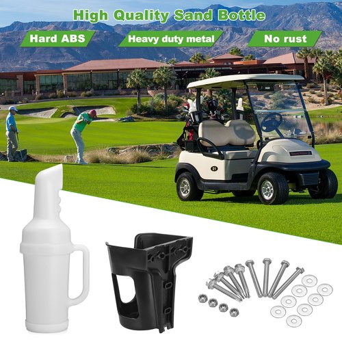 10L0L Universal Golf Cart Sand Bottle with Holder for Yamaha, EZGO, Club Car, Divot Filler Sand Seed Container Dispenser - 1 Pack