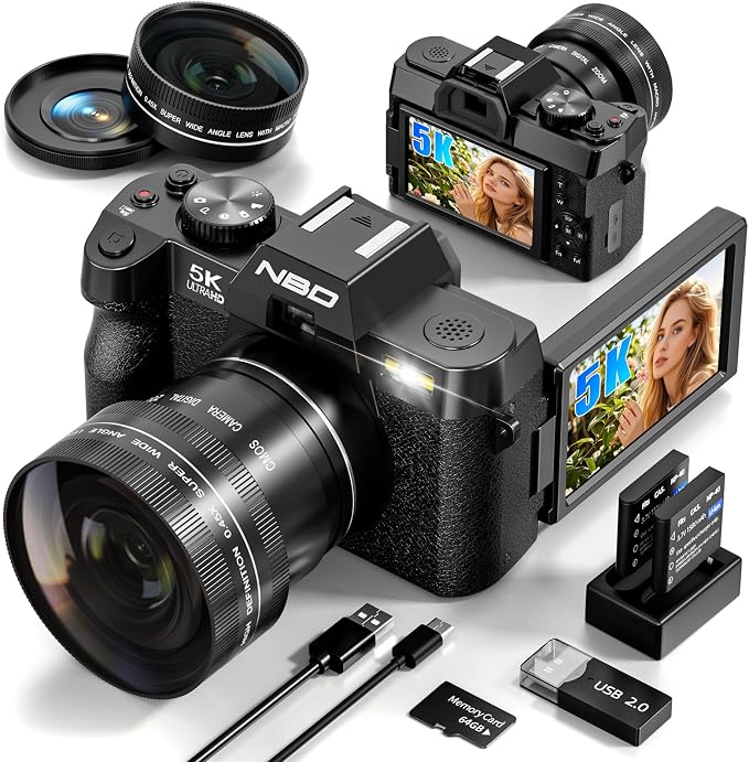 True 5K Digital Camera for Photography, Autofocus & Anti-Shake, 16X Zoom