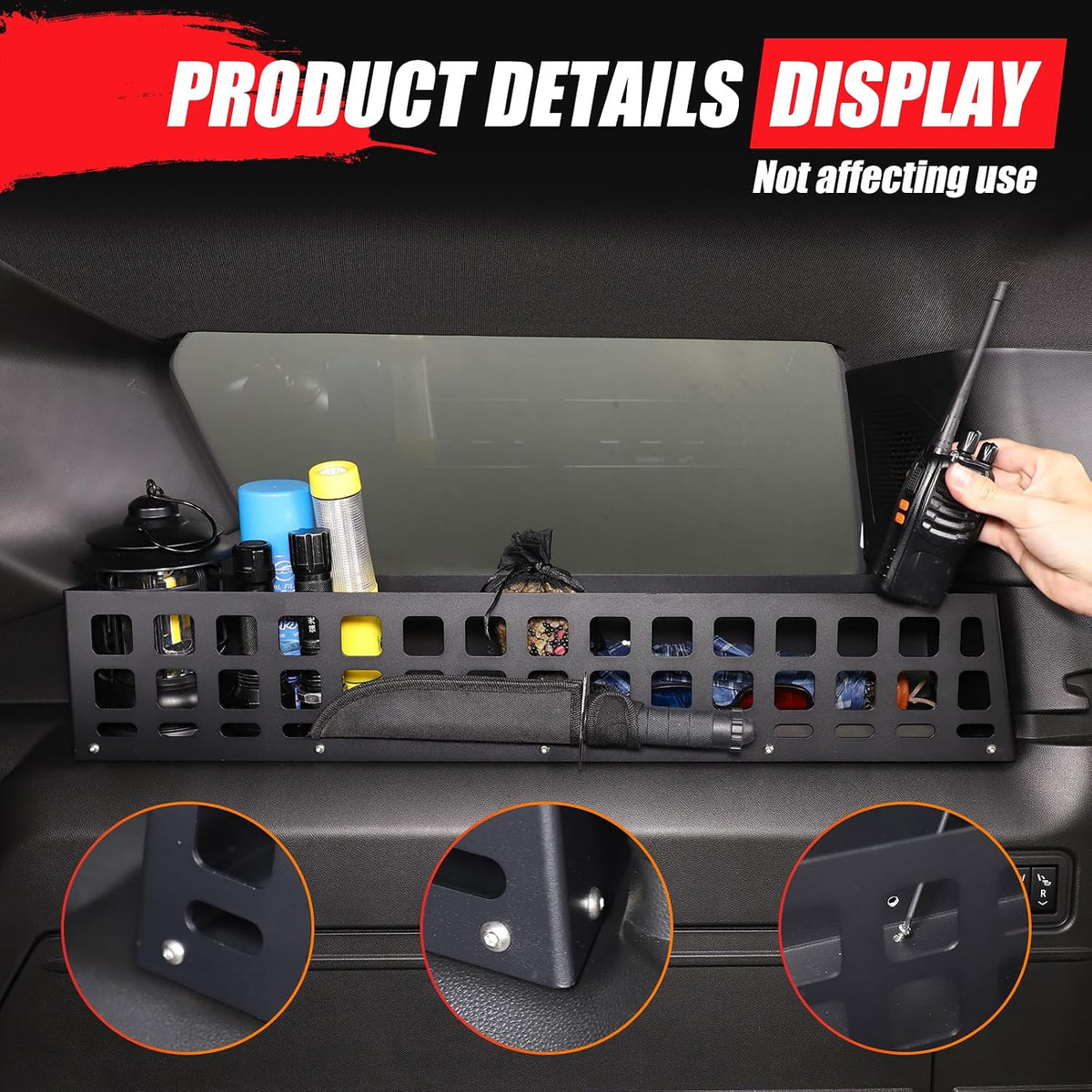 Aluminum Rear Trunk Organizer Compatible with 2024 2025 2026 Hummer EV Accessories Trunk Storage Cargo Management System Rack Modular Storage Box Basket (Right Side-Black)