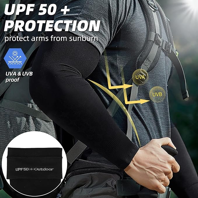 BHYTAKI UV Sun Protection Arm Sleeves, UPF 50 Sports Cooling Arm Compression Sleeves for Men Women Teenager
