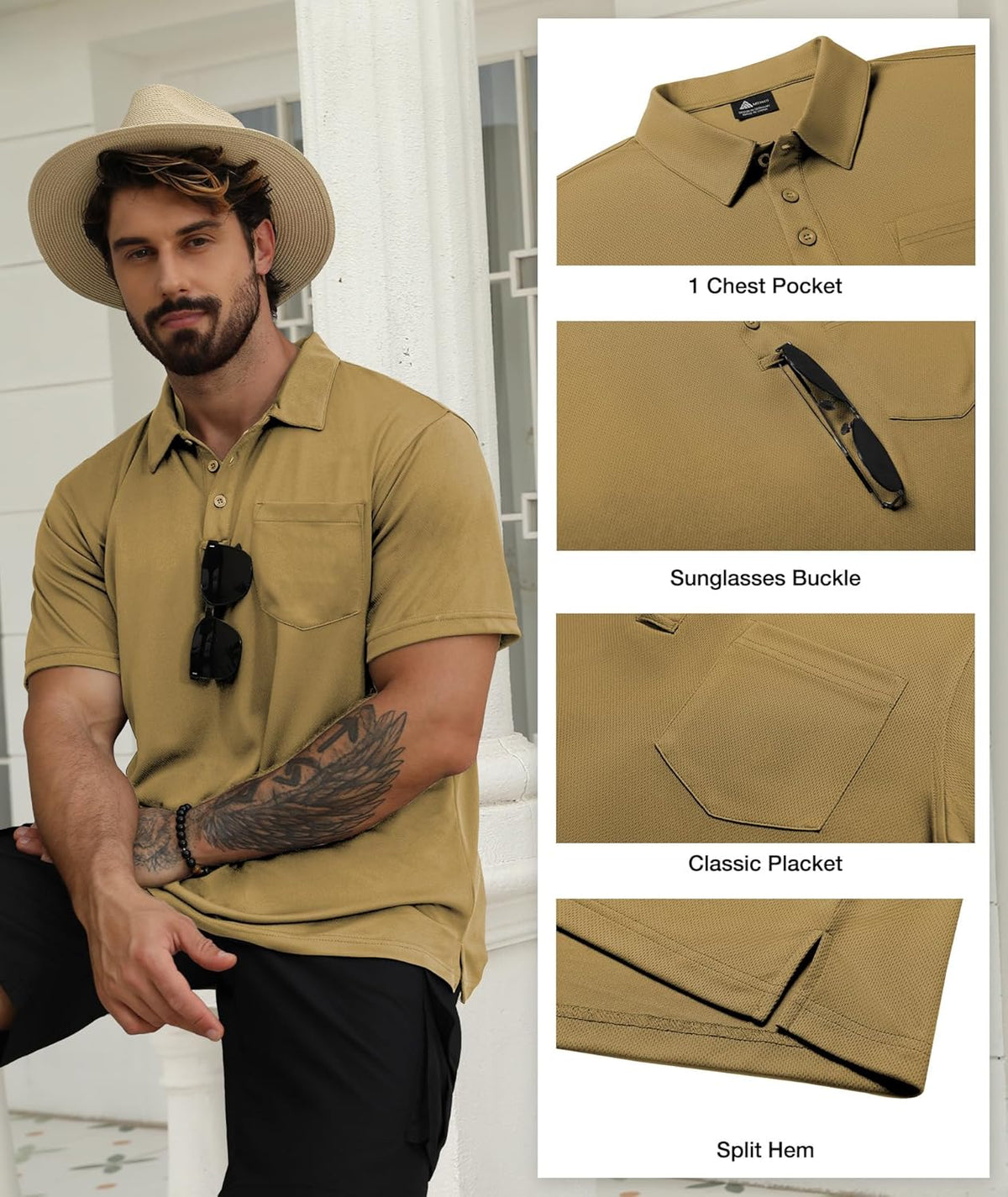 SCODI Men's Pocket Polo Shirts - 5 Pack Short Sleeve Golf Tees | Moisture-Wicking Casual Athletic Wear