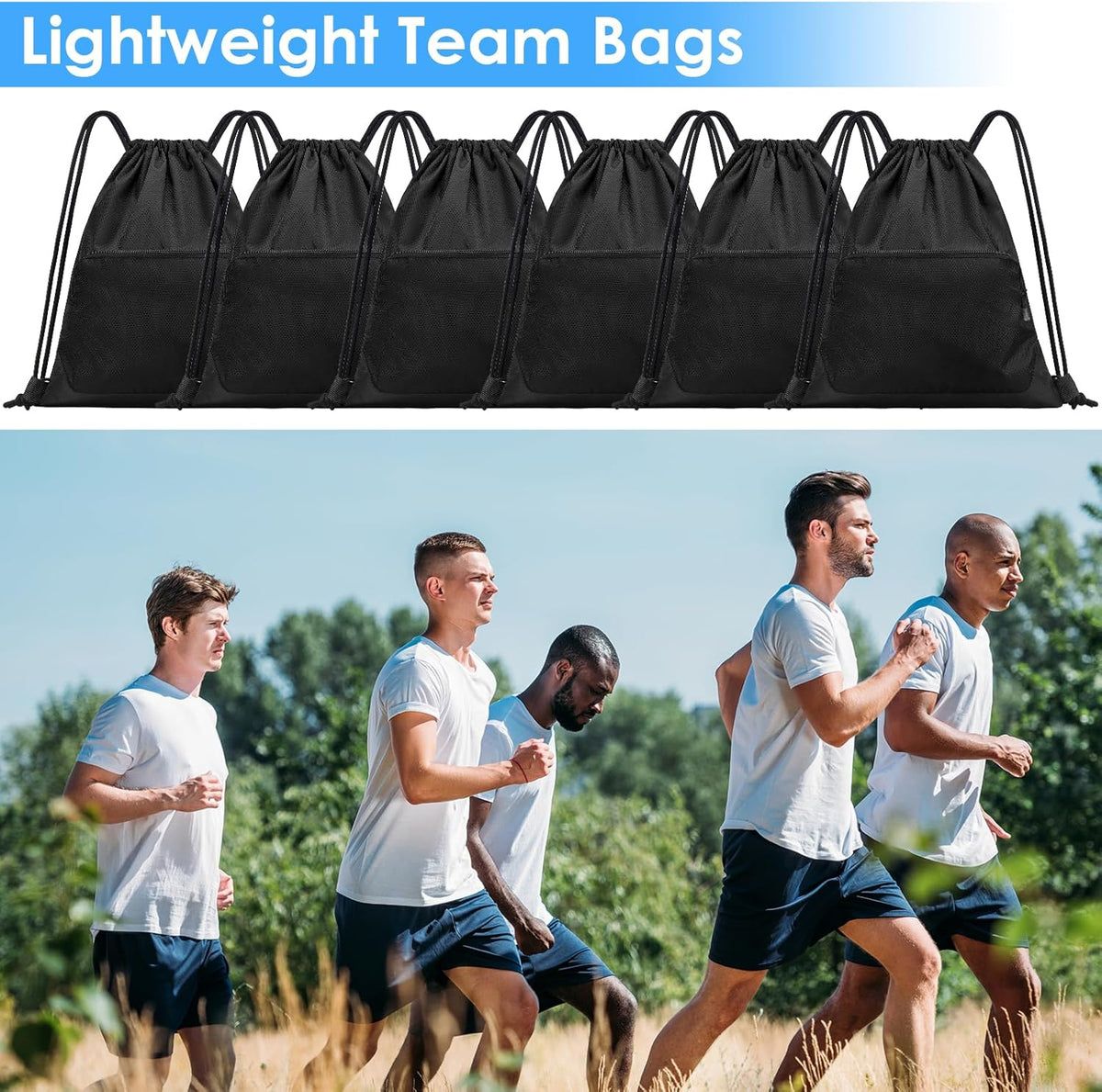 Skiennix Sports Gym Drawstring Backpack - Reusable Cinch Bag for Basketball & Soccer