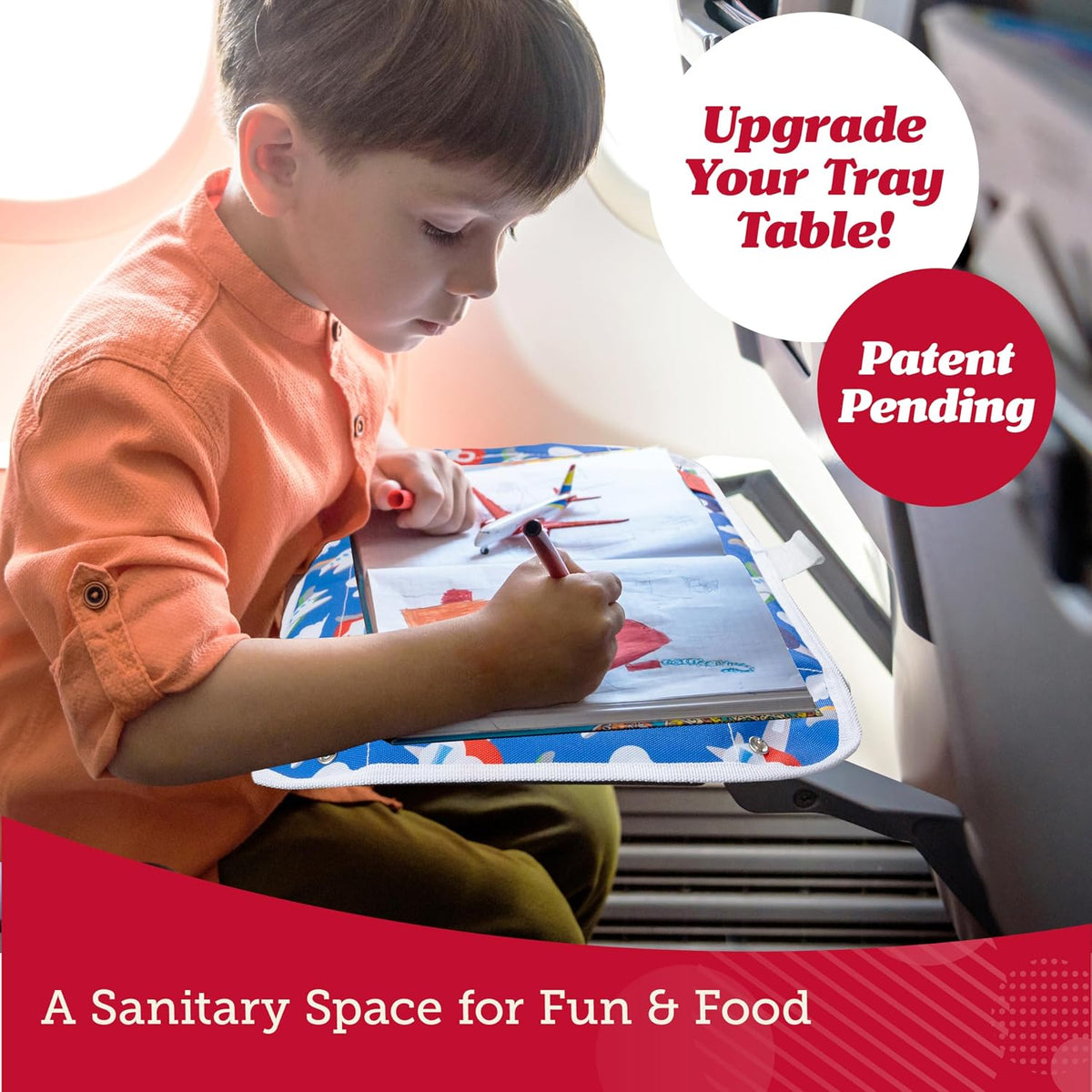 Lusso Gear Airplane Tray Table Cover - Organize Kids Travel Essentials - Snack & Toy Pockets for Airplane Toys for Toddlers 1-3 - iPad and Tablet Stand for Travel Toddler Essentials (Unicorns)
