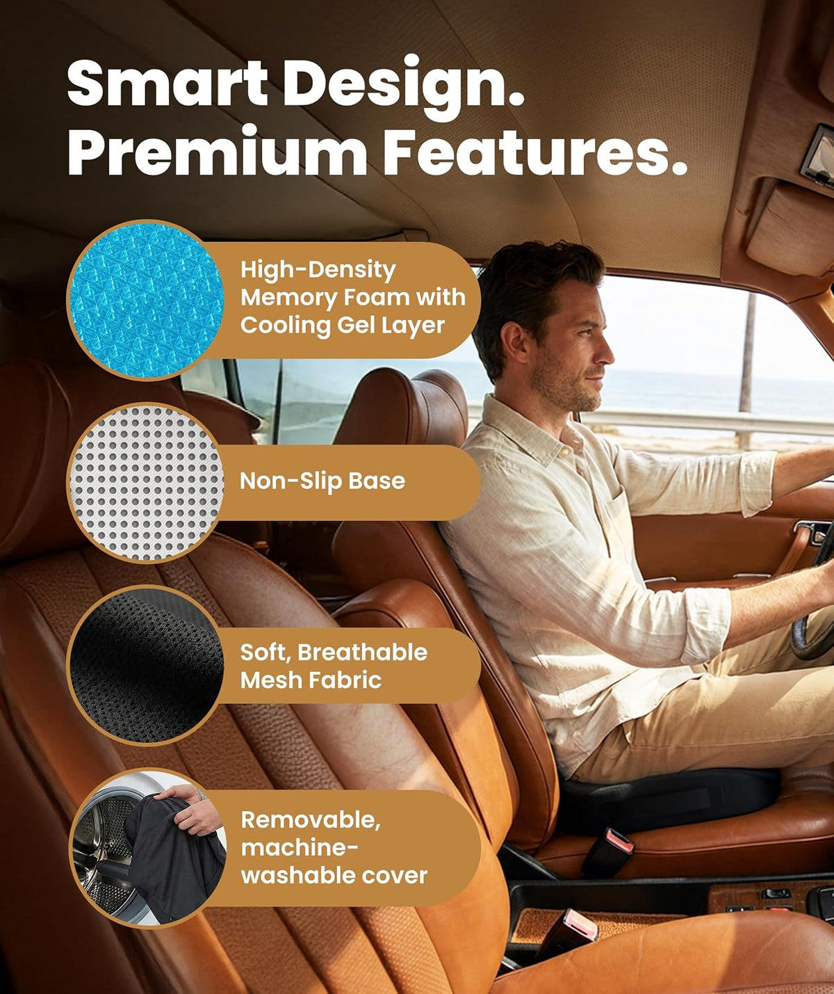 Everlasting Comfort Car Seat Cushions - Memory Foam Soft Car Cushions for Long Car Trips - Car Seat Cushions for Driving - Ergonomic Car Seats - Car Seats & Truck Seats