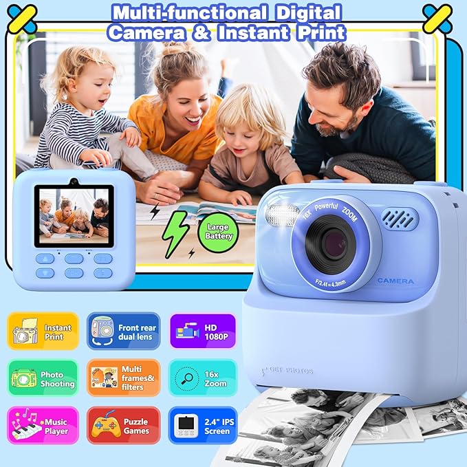masterbee Kids Camera Instant Print Photo, Birthday Gifts