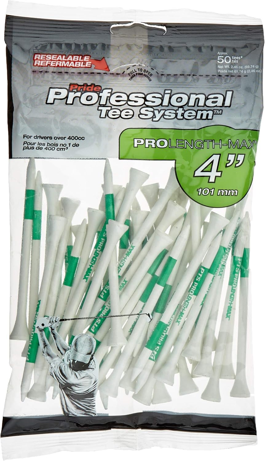 Pride Professional Tee System - ProLength Max 4-Inch Golf Tees for Enhanced Performance