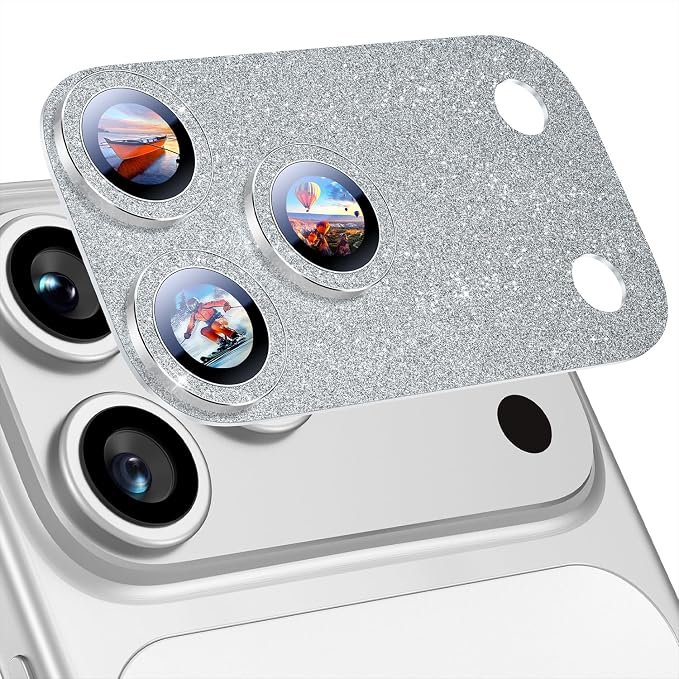 Uyiton for iPhone 17-Pro-Max Camera-Lens Protector: Bling Metal Tempered Glass