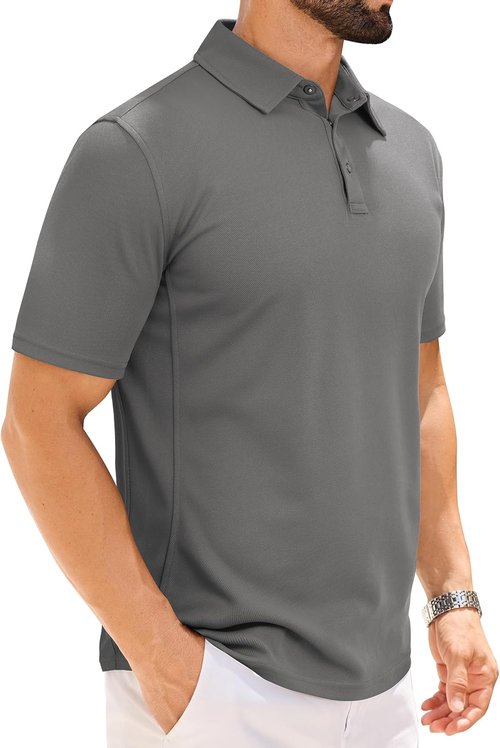Alimens & Gentle Men's Tactical Polo Shirt - Short Sleeve Dry Fit Golf Top | Stretch Outdoor Wear
