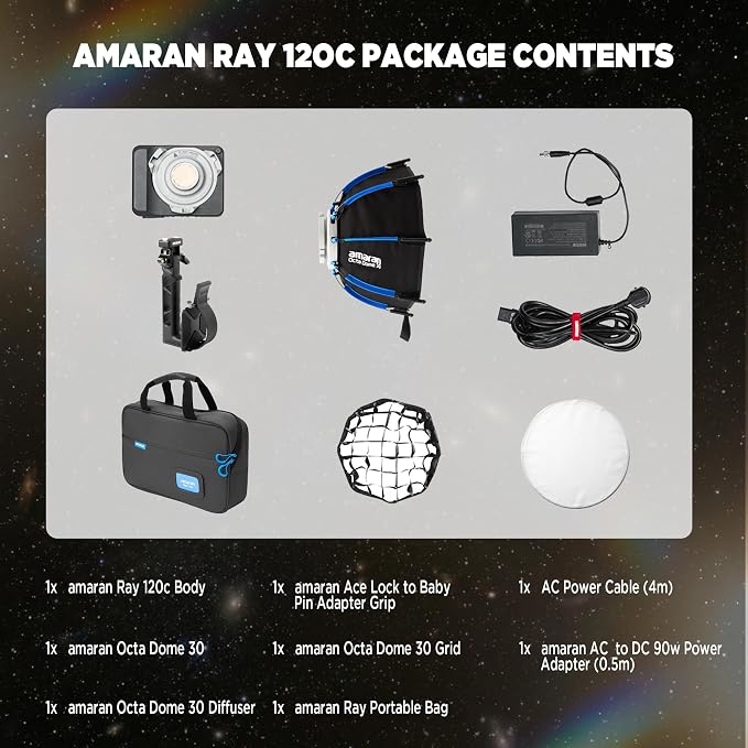 Amaran Ray 120c RGB LED Monolight, 120W Full Color COB Video Light