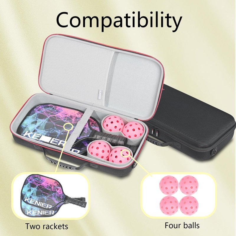 RLSOCO Pickleball Paddles Case Holds 2 Rackets and 4 Ball - Hard Protective Bag Fits for Selkirk Sport/Warping Point and All Pickleball Paddle Shapes and Sizes (Case Only)