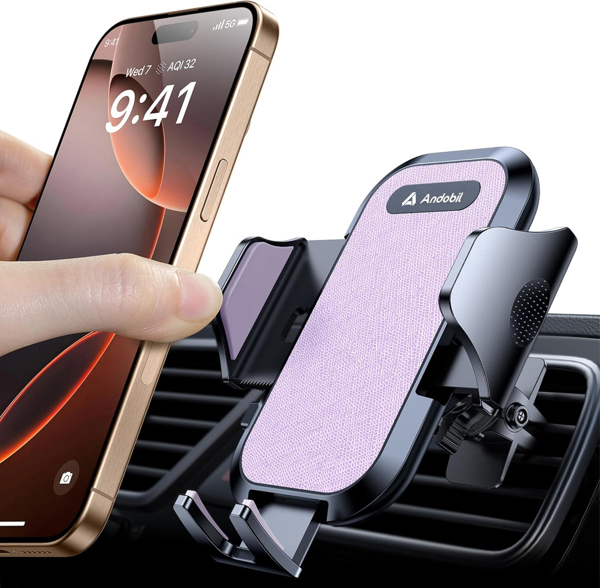 andobil 2026 Upgraded Car Phone Holder Mount, Military-Grade Phone Holders for Your Car Vent Stable Metal Clip Universal 360° Cell Phone Car Mount for iPhone 18 Pro Max 17/16/15/14/13/ Samsung, Purple
