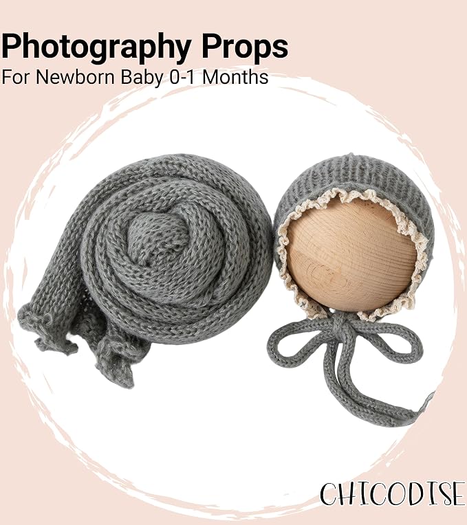 Newborn Photography Props Wraps & Ruffle Edge Bonnet