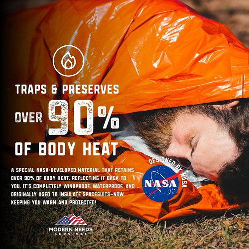 **MODERN NEEDS Emergency Sleeping Bag - Thermal Bivy Sack & Survival Blanket | Ideal for Hiking & Outdoor Use**