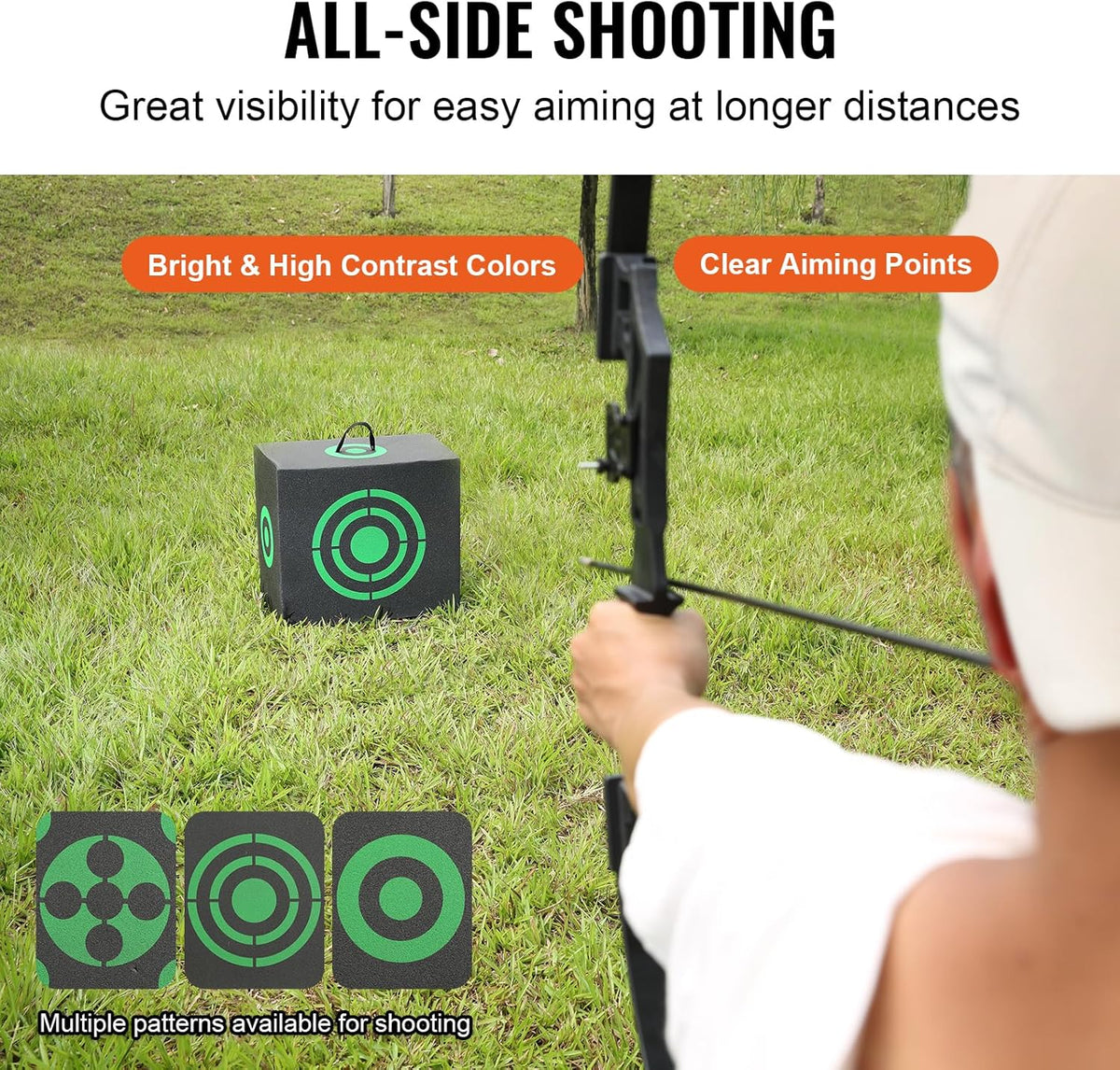 VEVOR Archery Target Block - 16"x18" Portable Bow Target with Carry Handle & Easy Arrow Removal | Black