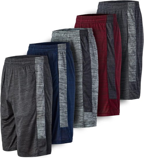 Men's Dry-Fit Performance Shorts - 5 Pack | Sweat Resistant Athletic Wear