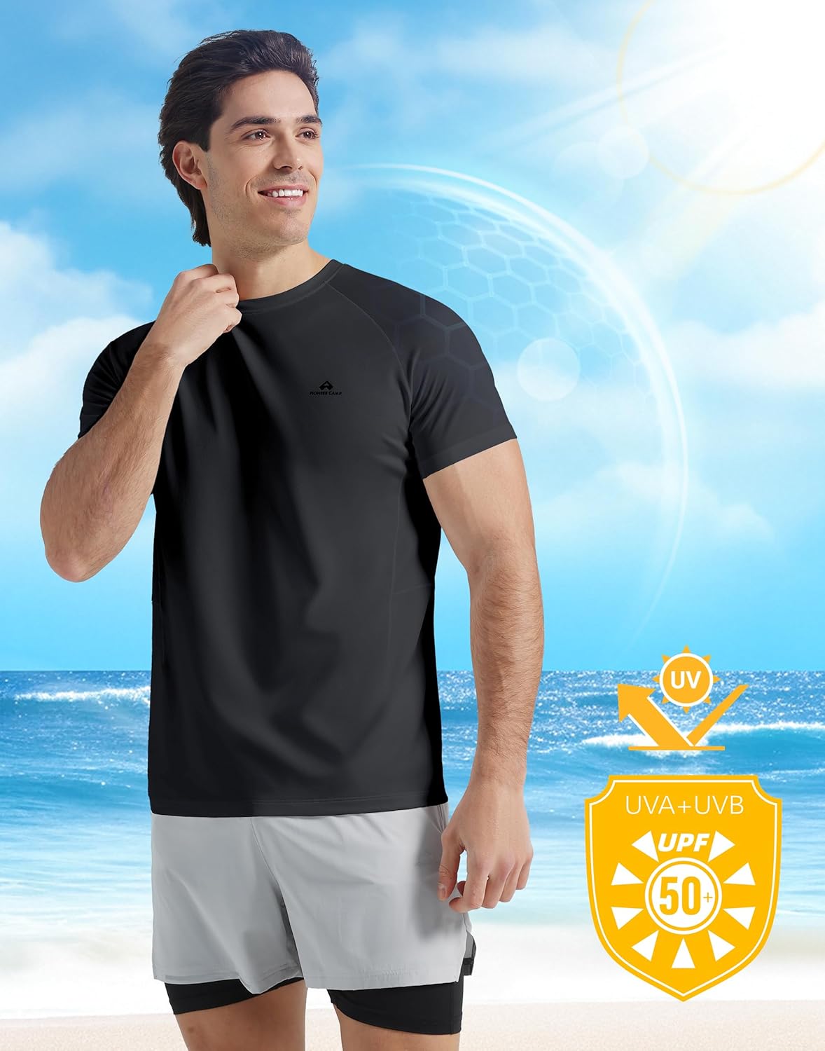 Pioneer Camp Men's Performance Running Shirt - Moisture Wicking & UPF 50+ Short Sleeve Gym Top