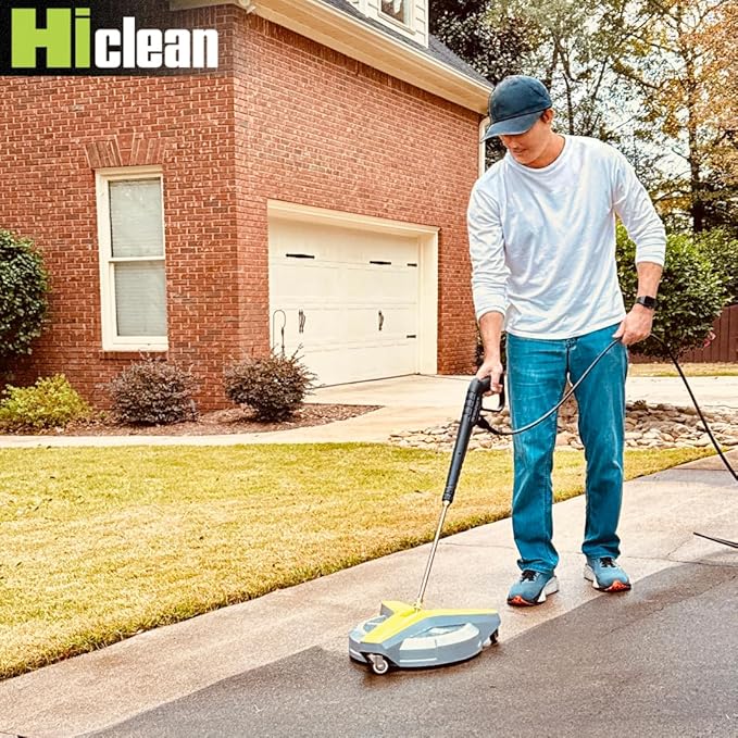 Hiclean 15" Pressure Washer Surface Cleaner with Wheels 3400 PSI Max, Surface Cleaner for Power Washer Attachment for Concrete, Patio, Sidewalk, and Driveways