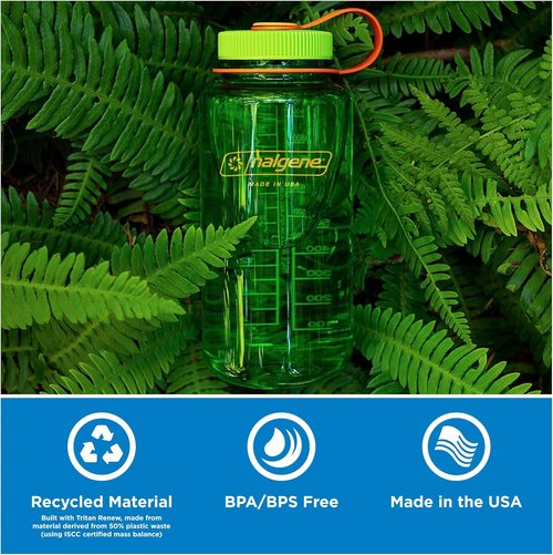 Nalgene 32 oz Wide Mouth Water Bottle - BPA-Free, Durable, Leak-Proof Design for Hiking & Travel