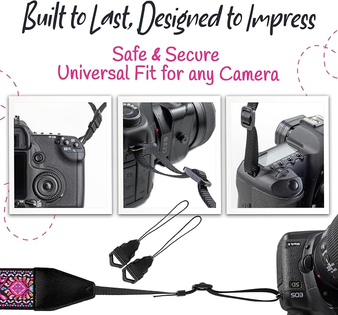 Art Tribute Camera Strap, Vintage Embroidered Neck Shoulder & Crossbody Camera