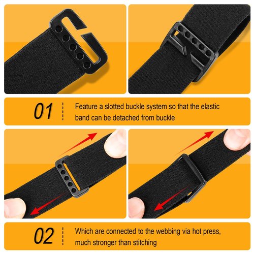 4 Pack Headlamp Strap Replacement Headband, Elastic Headlight Strap Replacement for Black Diamond, Petzl, Energizer, Pelican, Fenix Headlamps 1”, Adjustable Width Comfortable Band (Silicone Anti-Slip)